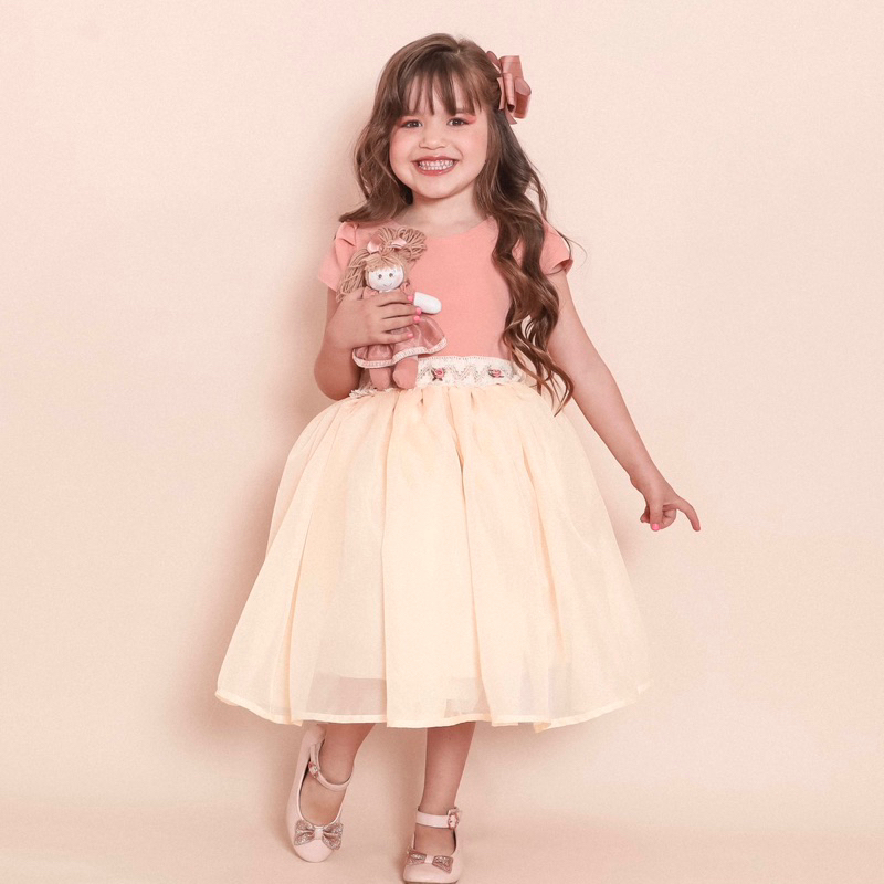 vestido infantil de festa aniversário de luxo rodado princesa menina