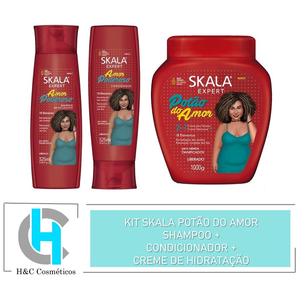 Kit Skala Potão do Amor Shampoo 325ml + Condicionador 325ml + Creme de Hidratação 1kg