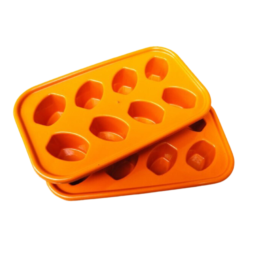 Forma para Gelo Retangular Plástico 8 Cubos Flexível PlasMotta Candy Color - PROMOÇÃO