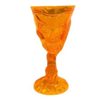 Taça caveira acrílica laranja decorativa Halloween