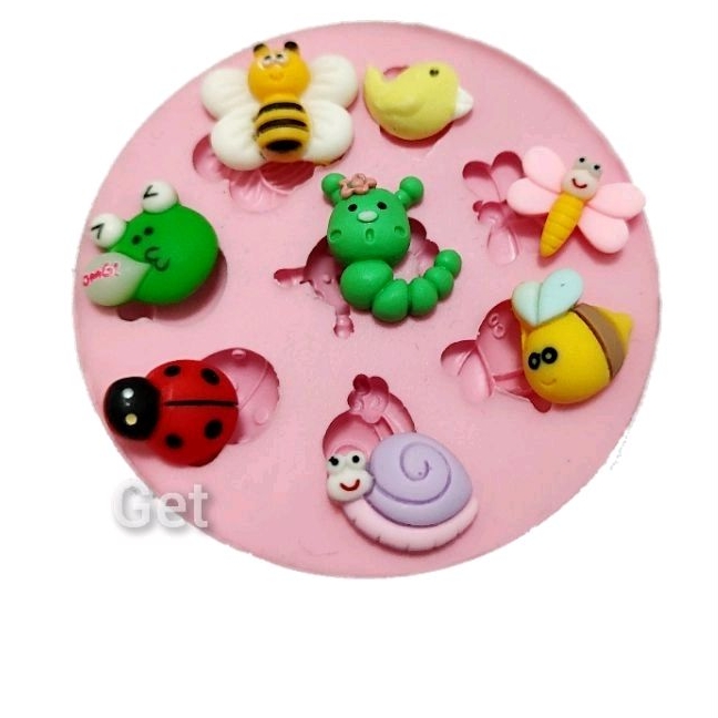 Molde de silicone - Bichos Jardim (8 cavidades). em Oferta na Shopee