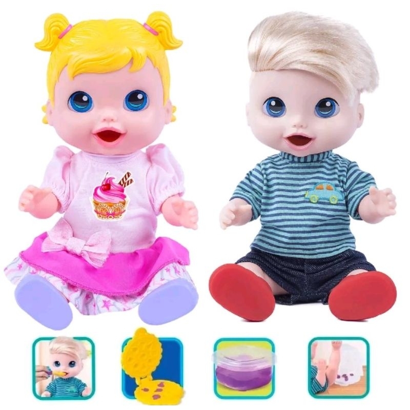 kit de boneca e boneco comidinha baby alive.come faz caquinha com acessórios .