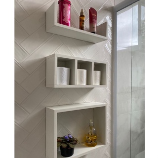 Kit 3 Nichos Banheiro Branco Decorativo em Oferta na Shopee