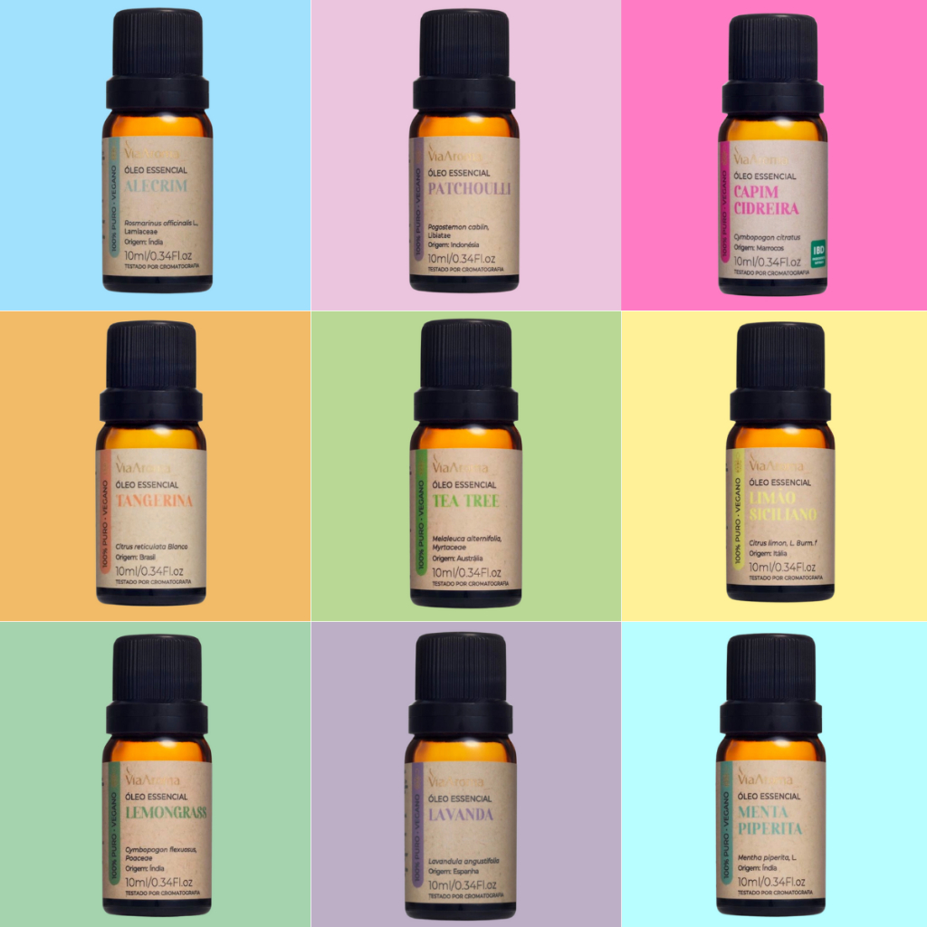 Oleo essencial Via Aroma Óleo Essencial 100% Puro Vegano Certificado IDB Ingredientes Naturais