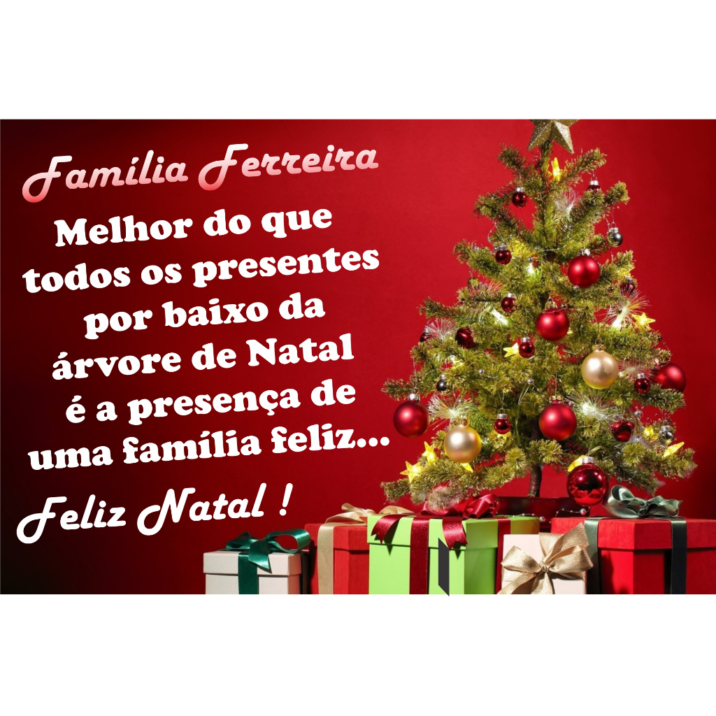 Painel Lona Festa Celebração Decoração Natal Frase Personalizada Nome sua Família - Modelo 04