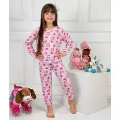 Pijama Inverno Menina Manga Longa Infantil Frio Estampado