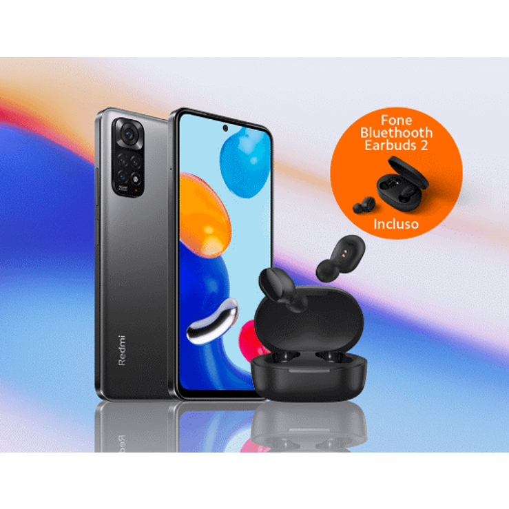 Smartphone Xiaomi Redmi Note 11 4GB+128GB Cinza + Fone Bluetooth Xiaomi Earbuds