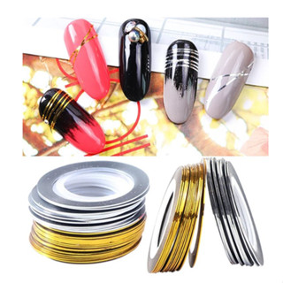 kit Fitilhos Decoração Unhas prata 5u+dourado 5u