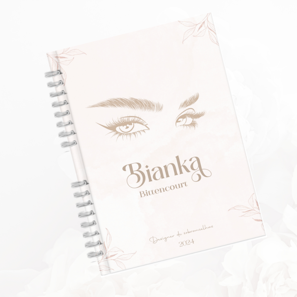 Agenda 2024 Designer de sobrancelha Marcação Horários Cliente Agendamento 1 dia por pagina Personalizada com nome na capa