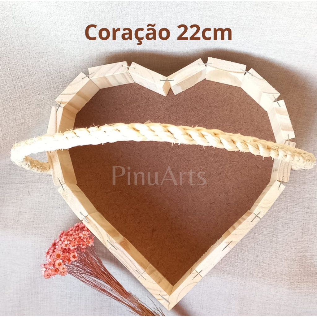 Cesta de Madeira Pinus Coração 22cm Para Presentes de Natal em Oferta na Shopee