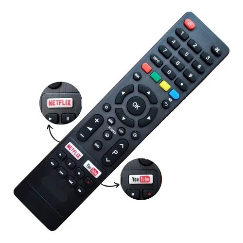 Controle Remoto Smart Tv 4k Philco Britania Netflix E Youtube