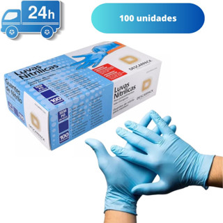 Luva Nitrílica Azul Descartável Sem Pó 100 Unidades - Descarpack