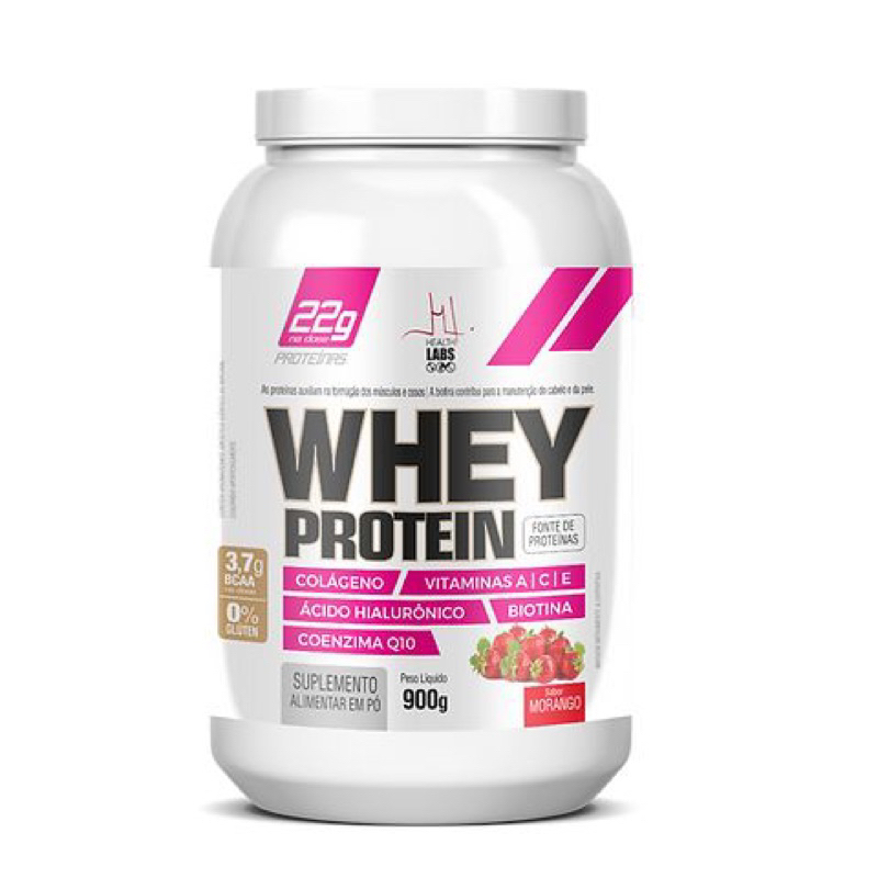WHEY PROTEIN FEMININO 900g Com Colagem, Vitaminas A C E, Ácido Hialurônico,Biotina e Coenzima Q10.