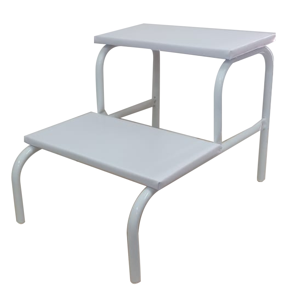Escada Clínica de 2 Degraus Esmaltada Branca Tubo 3/4 Com Piso em MDF Branco (TODA BRANCA) em Oferta na Shopee