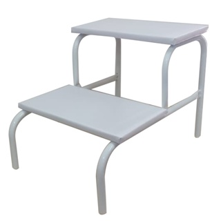 Escada Clínica de 2 Degraus Esmaltada Branca Tubo 3/4 Com Piso em MDF Branco (TODA BRANCA) em Oferta na Shopee