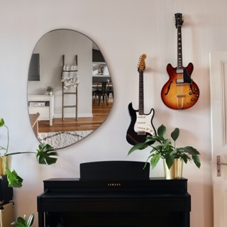 Espelho Decorativo Orgânico 80x60cm Para Sala c/ moldura em couro ecológico em Oferta na Shopee