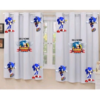 cortina branca sonic,cortina infantil personalizada,cortina para quarto infantil,cortina tema desenho animado em Oferta na Shopee