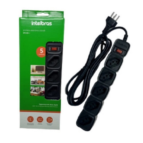 Filtro De Linha EPE 205 Protetor Energia Ext 5 tomadas Preto Intelbras