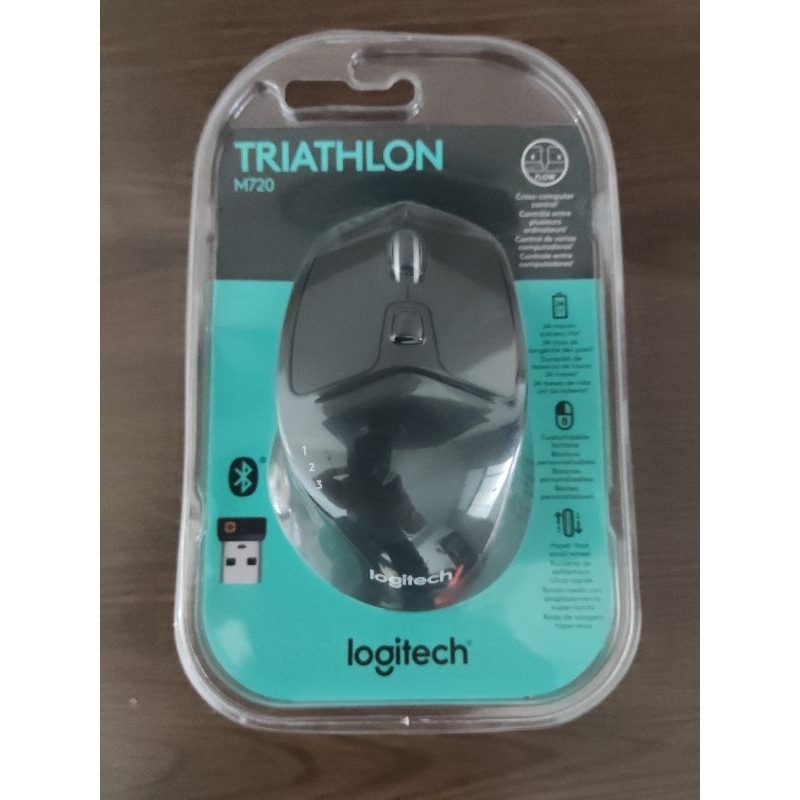 Mouse sem fio Logitech M720 Triathlon com Conexão USB Unifying ou Bluetooth com Easy-Switch para até 3 Dispositivos, 1000 DPI, 6 Botões Programáveis e Pilha Inclusa