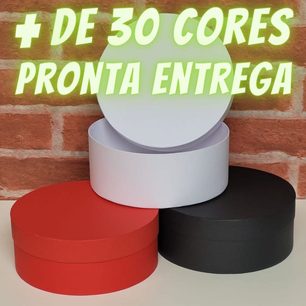 CAIXA REDONDA BAIXA M 20X8cm CARTONADA (UNIDADE) em Oferta na Shopee