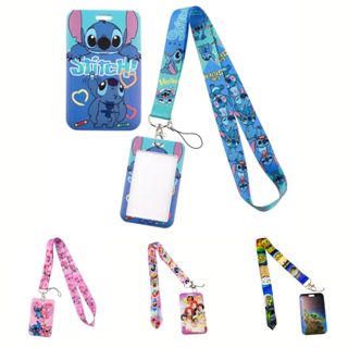 Suporte porta crachá e cartão vertical com cordão pescoço - identificação -  chaveiro - alça - vários modelos Stich Angel Princesas Yoda