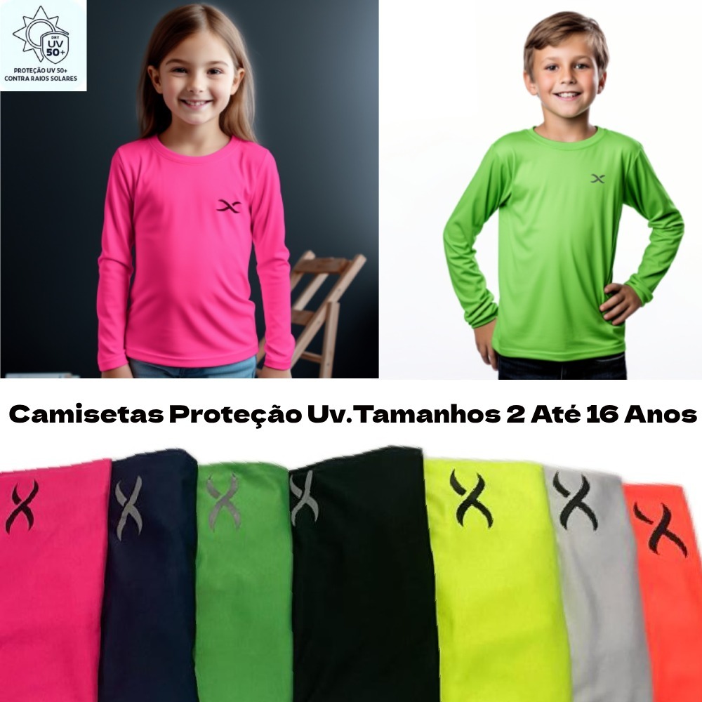 Camisa Manga Longa Segunda Pele Uv Proteção Solar Infantil Juvenil Masculina Feminina térmica