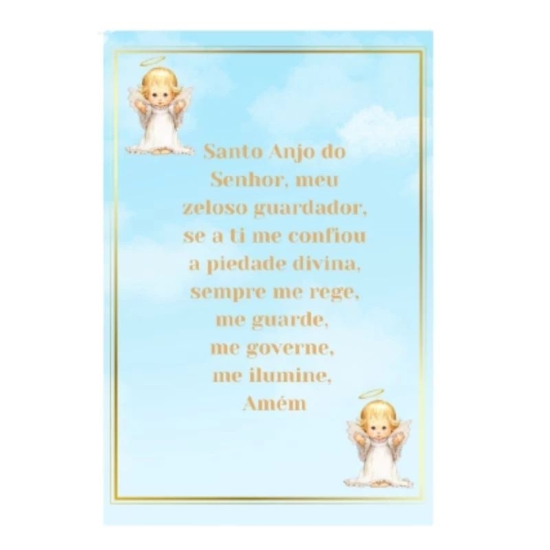 4 cartões de oração do Anjo da guarda. Plastificados