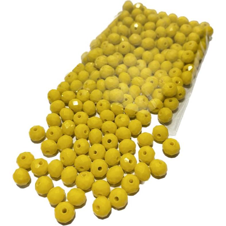 200 Missangas de cristal 8mm Amarelo Leitoso guia umbanda candomblé