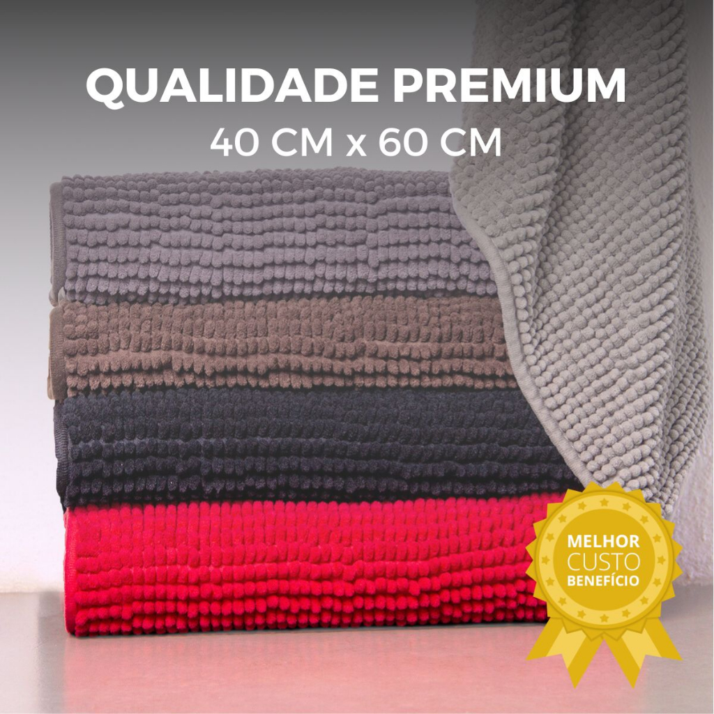 Tapete Banheiro 40x60 Antiderrapante Bolinha Microfibra Macarrão Luxo Várias Cores