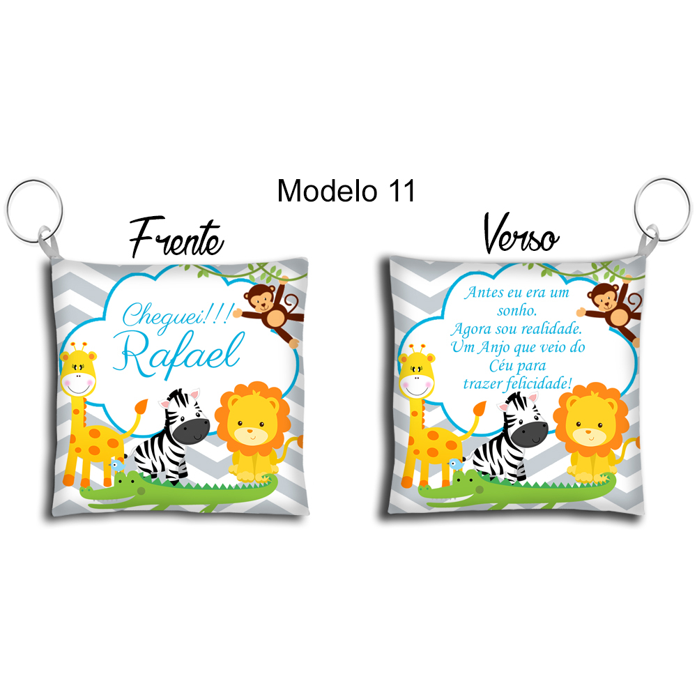 Lembrancinha Personalizada Safari Chaveiro Almofadas (Almochaveiro) Kit com 20