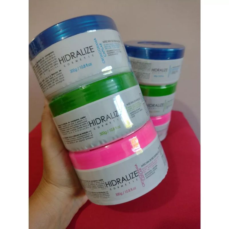 Cronograma capilar, 1 máscara Hidratação, 1 máscara Nutrição e 1 máscara Reconstrução Hidralize. com 30% de desconto! Somente R$16,99