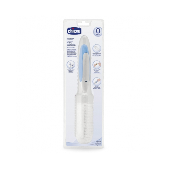 Kit Escova para Mamadeira 3 em 1 - Chicco - Mom & Baby