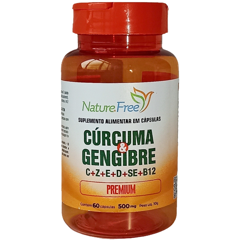 Cúrcuma e Gengibre Premium 60 Cápsulas 500mg - PRONTA ENTREGA!!