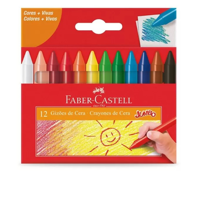 Giz de Cera Jumbo 12 Cores - Faber Castell