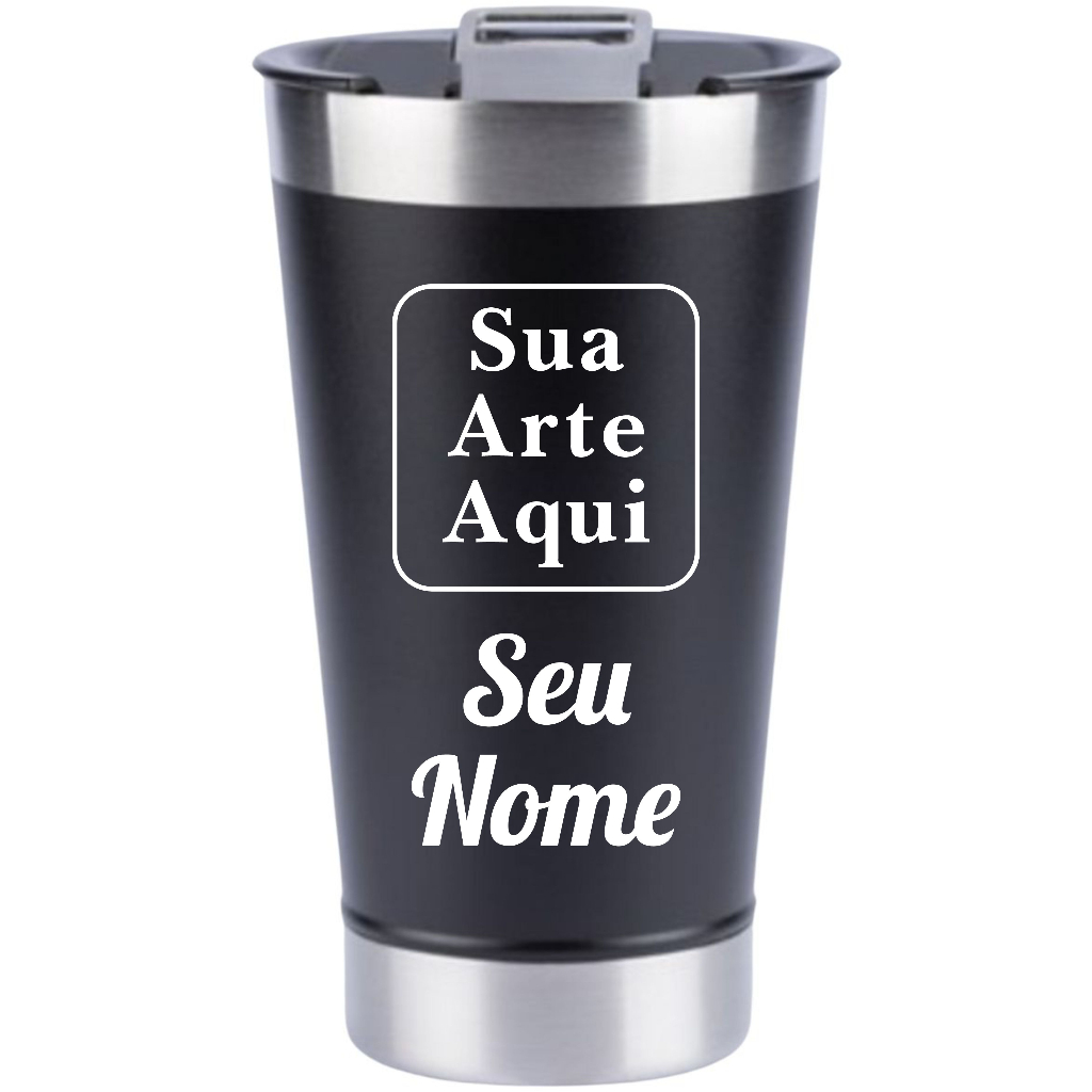Copo Térmico Cerveja Personalizado C/ Tampa E Abridor 473ml em Oferta na Shopee