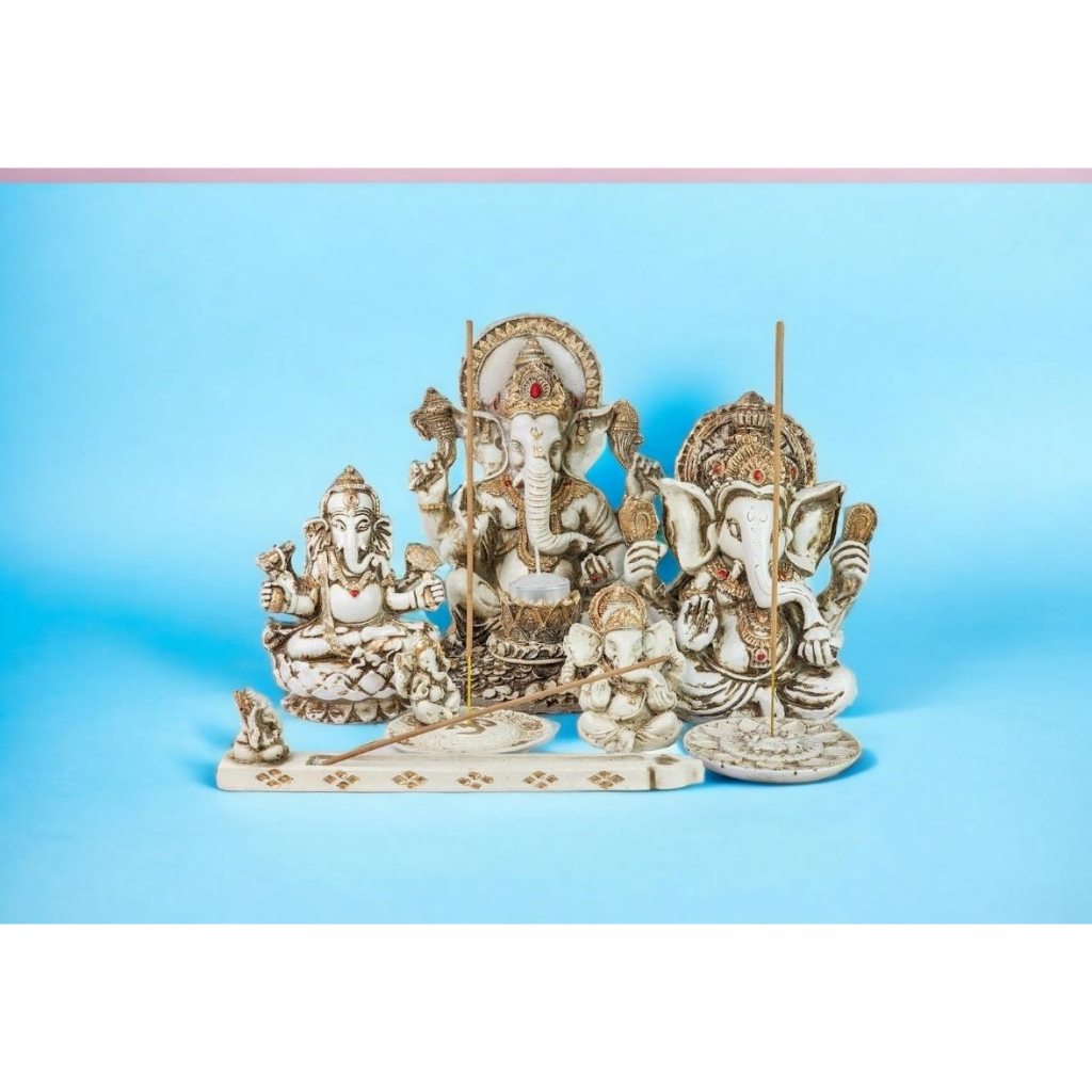 Estatua Ganesha Decorativa Incensário Porta Incenso Porta Vela Castiçal Esotérico
