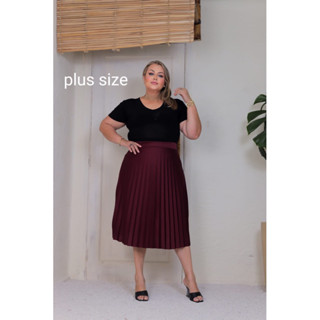 saia plissada midi plus size moda evangélica cod129