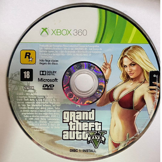 DISCO 1 DE INSTALAÇÃO GTA 5 - XBOX 360 - ORIGINAL - NÃO SERVE PRA JOGAR - É UM CD DE INSTALAÇÃO