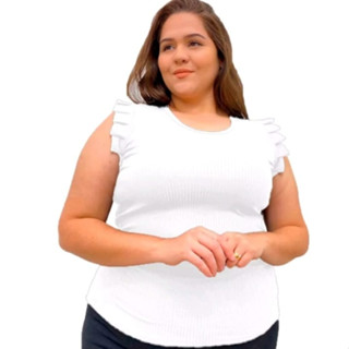 Blusa Blusinha Plus Size Feminina Manga Curta Regata Bufante Babado