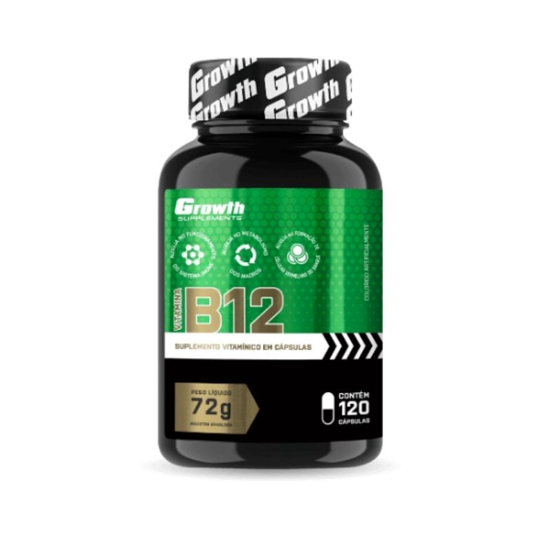 VITAMINA B12 COM 120 CÁPSULAS - GROWTH SUPPLEMENTS.