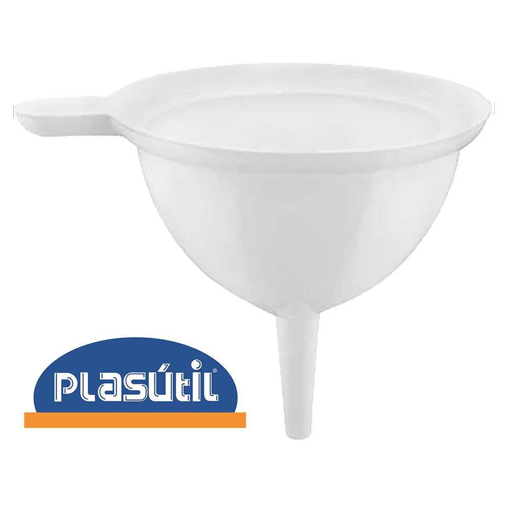 Funil de plástico pequeno diametro 11 cm branco - qualidade Plasútil em Oferta na Shopee