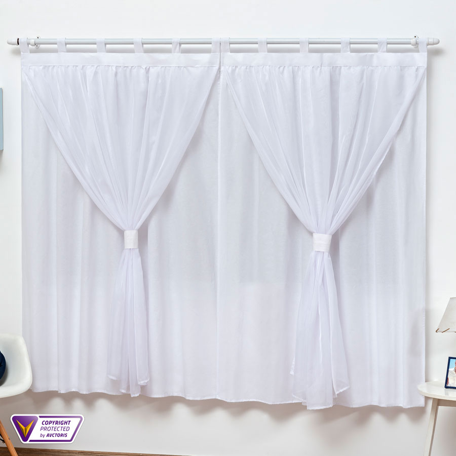 Cortina Branca Infantil Quarto Bebê 2,00x1,70 Menino Menina Enxoval Presente Imperial