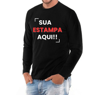 Camiseta Manga Longa Masculina Tradicional Estampa Personalizada Exclusiva C15e