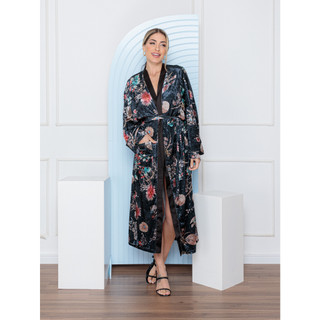 KIMONO VELUDO Quimono Impressão Floral EN VELUDO Confortável e quentinho