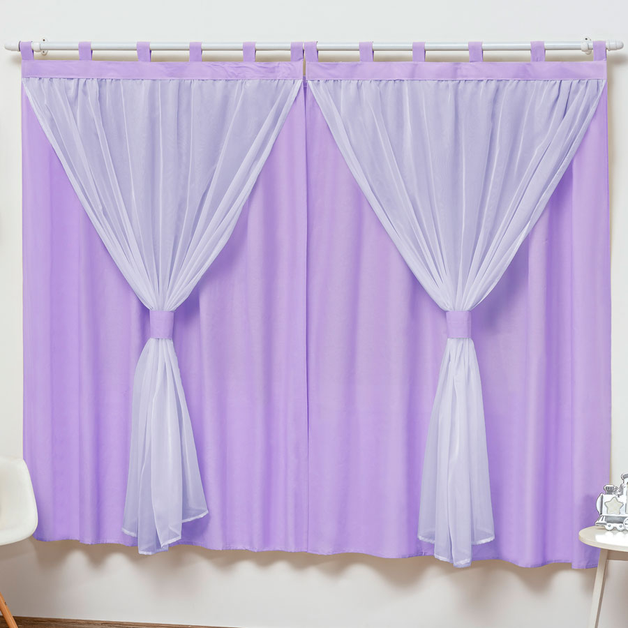 Cortina Infantil Quarto Bebê 2,00x1,70 Slim Lilás Menino Menina Enxoval Presente Imperial Chuva