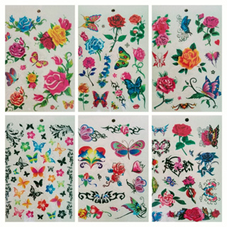 100 tatuagens feminina temporária temas borboletas e flores em Oferta na Shopee