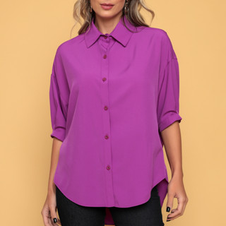 Blusa Manga Curto Tecido Tactel Lançamento Moda Verão 2024