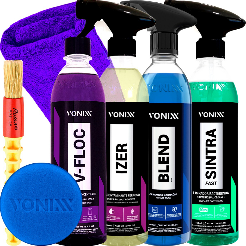 Kit Lavagem Automotiva Shampoo Cera Descontaminante Ferroso
