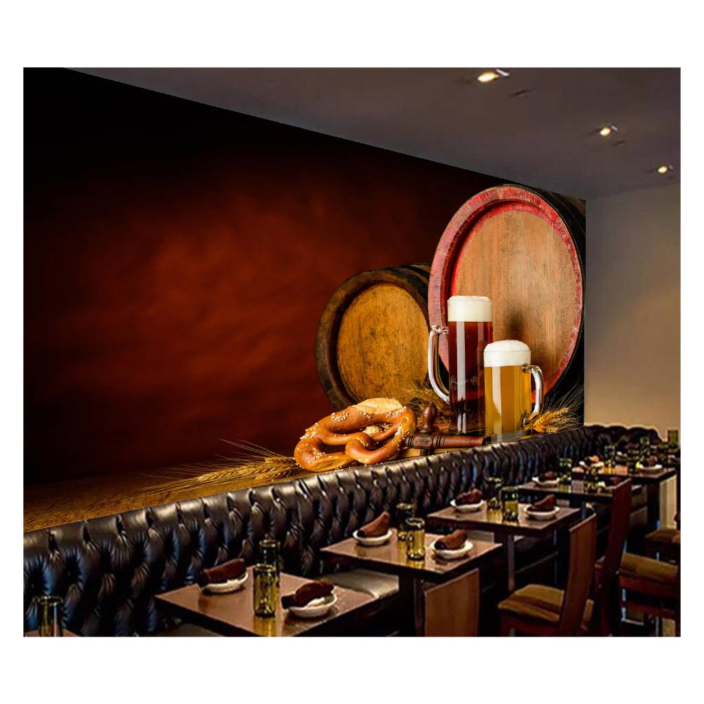 Papel de Parede Alimento Adesivo Decorativo Decoração Restaurante Adega Cerveja Chopp - AL071