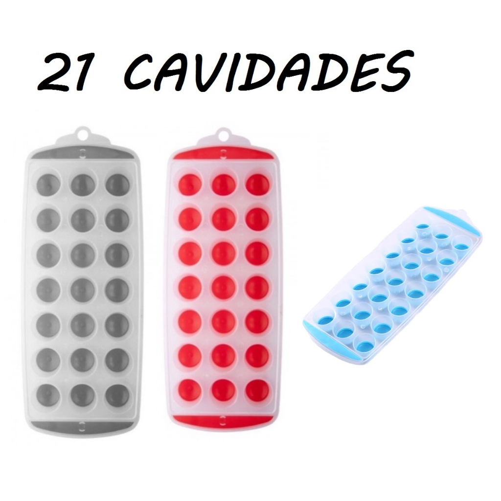 21 CAVIDADES Forma De Gelo Silicone Redondo Com Fundo Flexível (ENVIO SORTIDO)